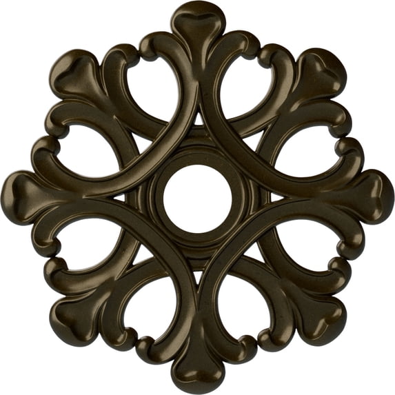 Ekena Millwork 20 7/8"OD x 3 5/8"ID x 1"P Angel Ceiling Medallion (Fits Canopies up to 4 3/8"), Hand-Painted Green Gold