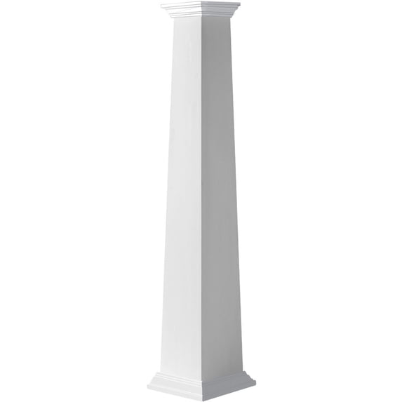 Ekena Millwork 20" Bottom Width to 16" Top Width x 5'H Craftsman Classic Square Tapered, Smooth PVC Column Kit, Crown Capital & Crown Base