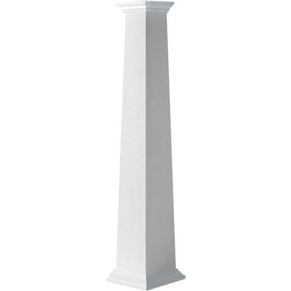 Ekena Millwork 20" Bottom Width to 16" Top Width x 8'H Craftsman Classic Square Tapered, Smooth PVC Column Kit, Crown Capital & Crown Base