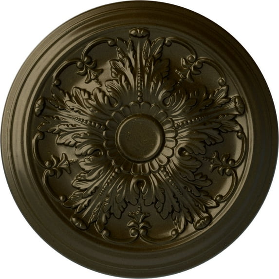 Ekena Millwork 20"OD x 1 1/2"P Damon Ceiling Medallion (Fits Canopies up to 3 3/8"), Hand-Painted Green Gold