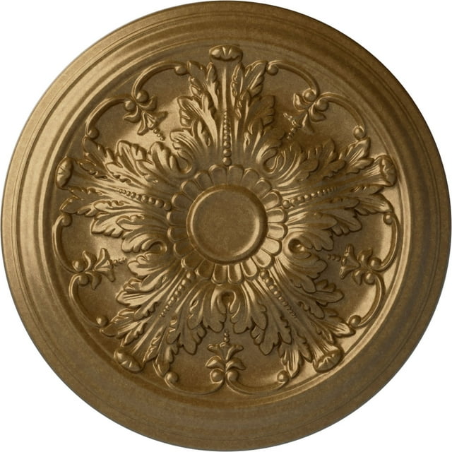 Ekena Millwork 20"OD x 1 1/2"P Damon Ceiling Medallion (Fits Canopies up to 3 3/8"), Hand-Painted Pale Gold