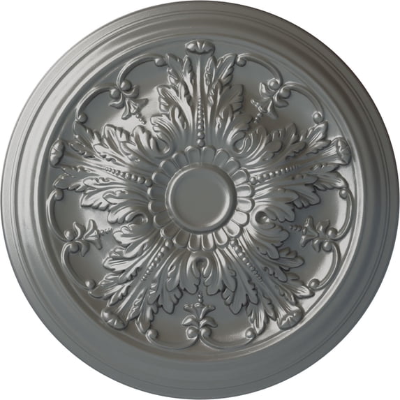 Ekena Millwork 20"OD x 1 1/2"P Damon Ceiling Medallion (Fits Canopies up to 3 3/8"), Hand-Painted Silver