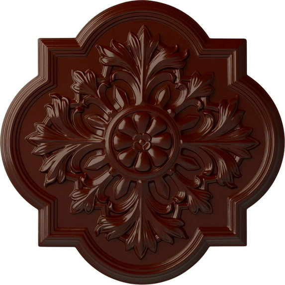 Ekena Millwork 20"OD x 1 3/4"P Bonetti Ceiling Medallion (Fits Canopies up to 5 1/8"), Hand-Painted Brushed Mahogany