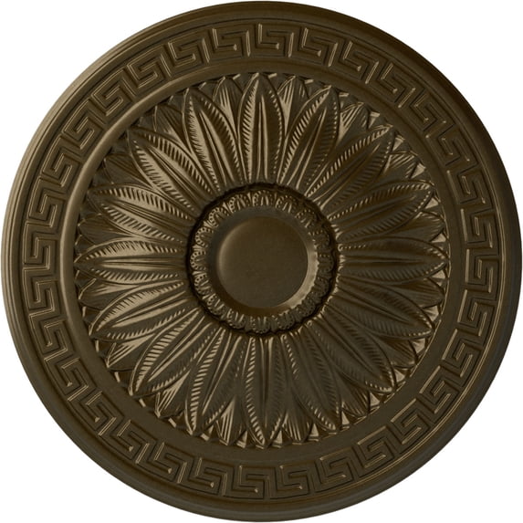 Ekena Millwork 20"OD x 1 3/8"P Randee Ceiling Medallion (Fits Canopies up to 3 7/8"), Hand-Painted Brass