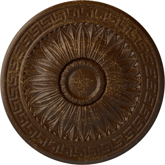 Ekena Millwork 20"OD x 1 3/8"P Randee Ceiling Medallion (Fits Canopies up to 3 7/8"), Hand-Painted Root Beer Crackle
