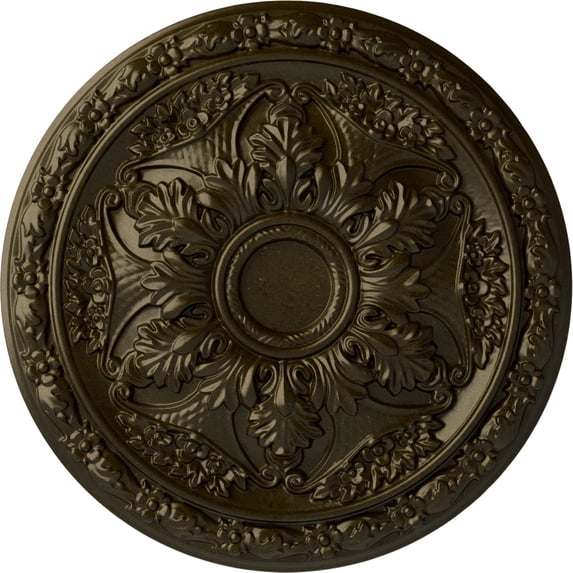 Ekena Millwork 20"OD x 1 5/8"P Baile Ceiling Medallion (Fits Canopies up to 3 1/4"), Hand-Painted Green Gold