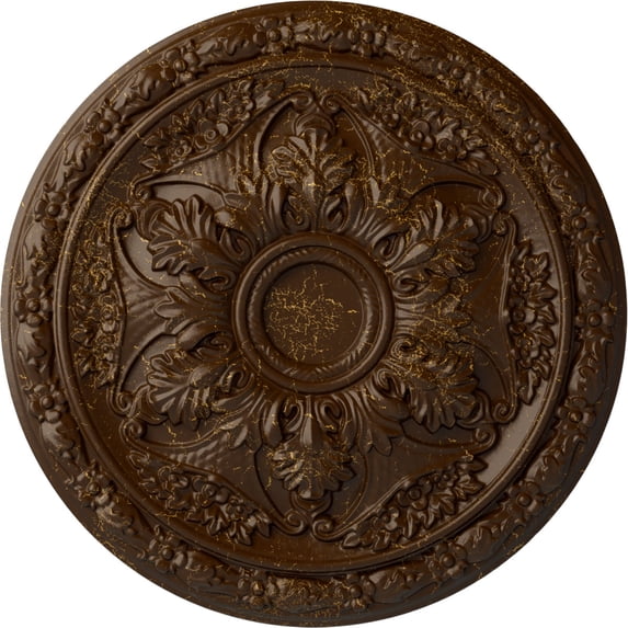 Ekena Millwork 20"OD x 1 5/8"P Baile Ceiling Medallion (Fits Canopies up to 3 1/4"), Hand-Painted Root Beer Crackle