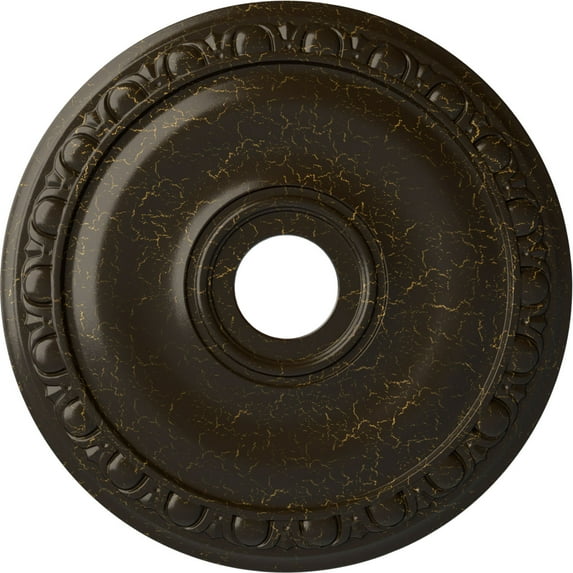Ekena Millwork 20"OD x 3 5/8"ID x 1"P Jackson Ceiling Medallion (Fits Canopies up to 5 1/8"), Hand-Painted Stone Hearth Crackle
