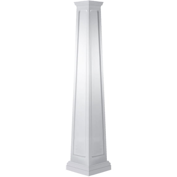 Ekena Millwork 20"W x 08'H Craftsman Classic Square Tapered, Recessed Panel Column, Tuscan Capital & Tuscan Base