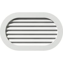 Ekena Millwork 20"W x 12"H Horizontal Round Ended (25"W x 17"H Frame Size) Functional, PVC Gable Vent with 1" x 4" Flat Trim Frame