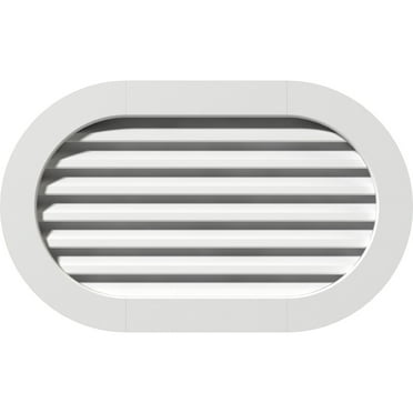 Ekena Millwork 20"W x 12"H Horizontal Round Ended (25"W x 17"H Frame Size) Functional, PVC Gable Vent with 1" x 4" Flat Trim Frame