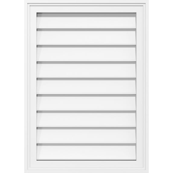 Ekena Millwork 20"W x 12"H Vertical Surface Mount PVC Gable Vent: Non-Functional, w/ 2"W x 1-1/2"H Brickmould Frame