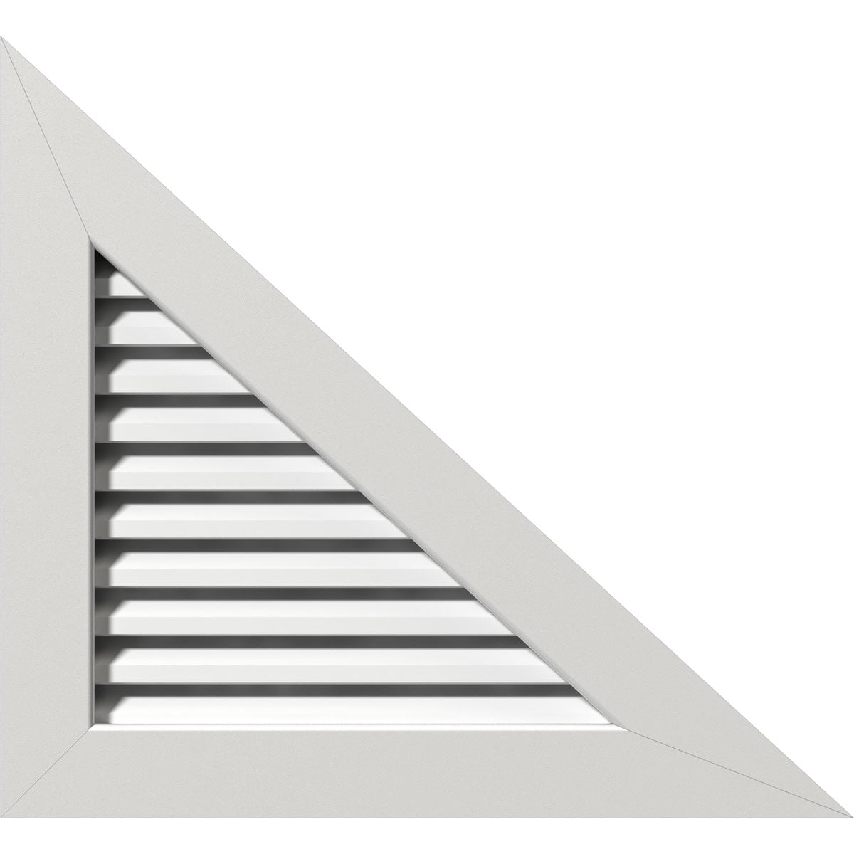 Ekena Millwork 20"W x 13 3/8"H Right Triangle Gable Vent - Right Side (29 5/8"W x 19 7/8"H Frame Size) 8/12 Pitch Functional, PVC Gable Vent with 1" x 4" Flat Trim Frame