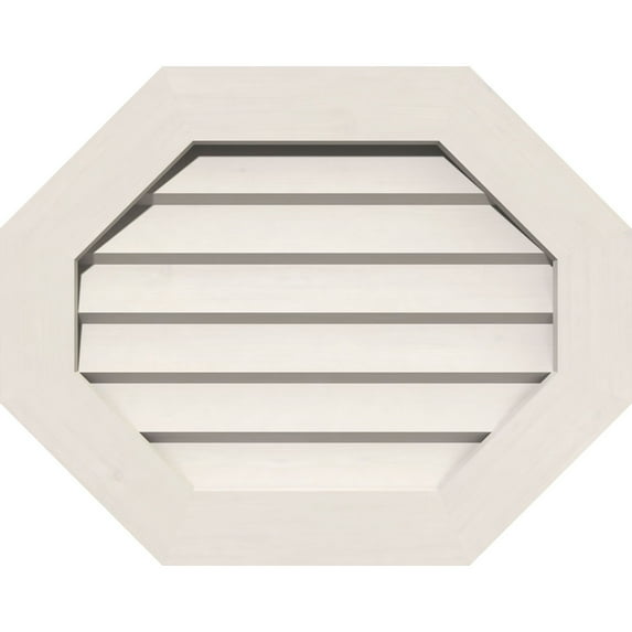 Ekena Millwork 20"W x 16"H Horizontal Elongated Octagon (25"W x 21"H Frame Size): Non-Functional, PVC Gable Vent w/ 1" x 4" Flat Trim Frame