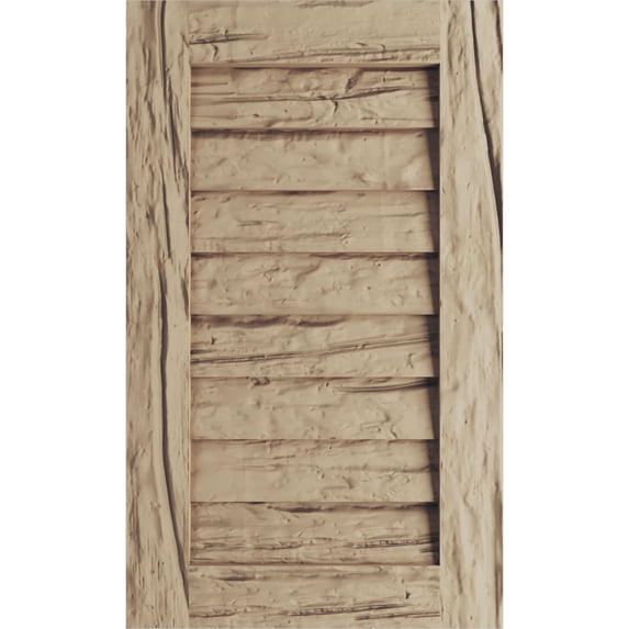 Ekena Millwork 20"W x 21"H Timberthane Riverwood Vertical Faux Wood Non-Functional Gable Vent, Primed Tan