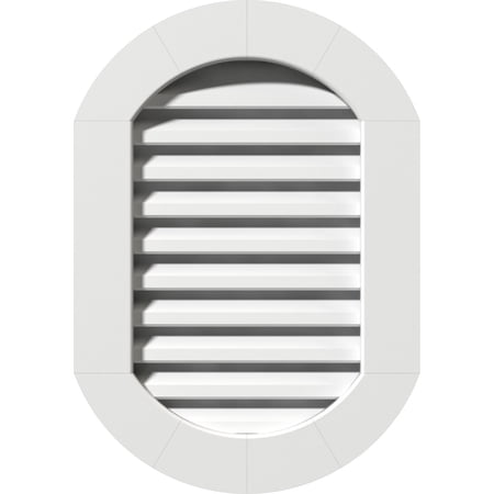 Ekena Millwork 20"W x 26"H Vertical Round Ended (25"W x 31"H Frame Size): Functional, PVC Gable Vent w/ 1" x 4" Flat Trim Frame