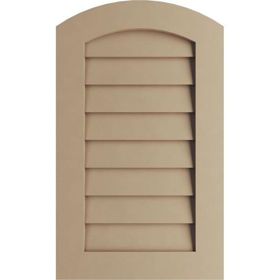 Ekena Millwork 20"W x 39"H Timberthane Rustic Smooth Arch Top Faux Wood Non-Functional Gable Vent, Primed Tan