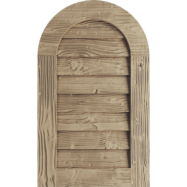 Ekena Millwork 20"W x 42"H Timberthane Sandblasted Round Top Faux Wood Non-Functional Gable Vent, Primed Tan