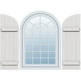 thumbnail image 1 of Ekena Millwork 21 1/2"W x 38"H, Rough Cedar (16" Low Side) Timberthane Faux Rustic Four Board Joined Board-n-Batten Faux Wood Shutters w/Quarter Round Arch Top, Rough Cedar (Per Pair), 1 of 10