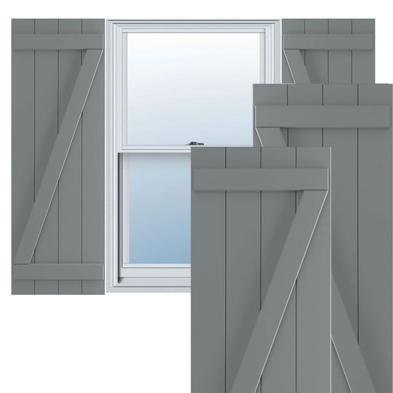 Ekena Millwork 21 1/2"W x 56"H True Fit PVC Four Board Joined Board-n-Batten Shutters w/Z-Bar, Ocean Swell (Per Pair - Hardware Not Included)