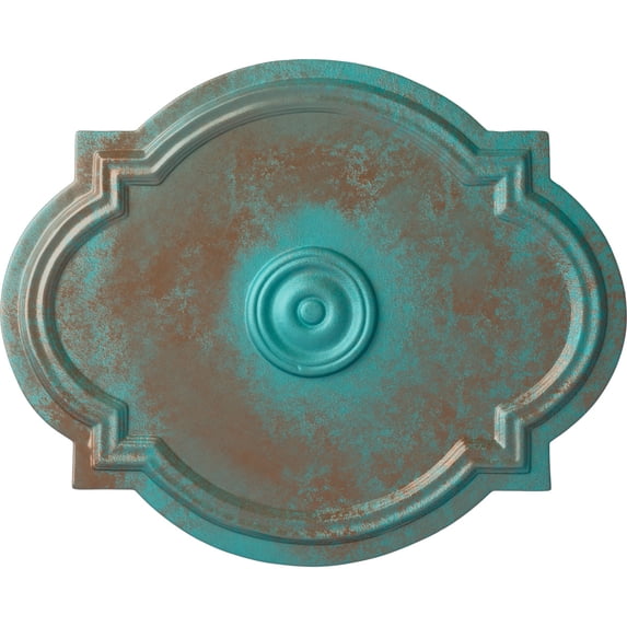 Ekena Millwork 21 1/4"W x 17 3/8"H x 1"P Waltz Ceiling Medallion (Fits Canopies up to 4 1/2"), Hand-Painted Copper Green Patina