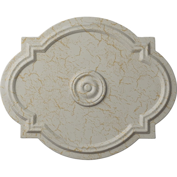 Ekena Millwork 21 1/4"W x 17 3/8"H x 1"P Waltz Ceiling Medallion (Fits Canopies up to 4 1/2"), Hand-Painted Pot of Cream Crackle