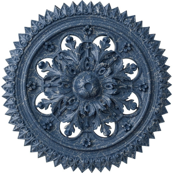Ekena Millwork 21 5/8"OD x 2 1/2"P York Ceiling Medallion (Fits Canopies up to 3 5/8"), Hand-Painted Americana Crackle