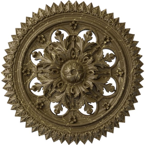 Ekena Millwork 21 5/8"OD x 2 1/2"P York Ceiling Medallion (Fits Canopies up to 3 5/8"), Hand-Painted Mississippi Mud Crackle