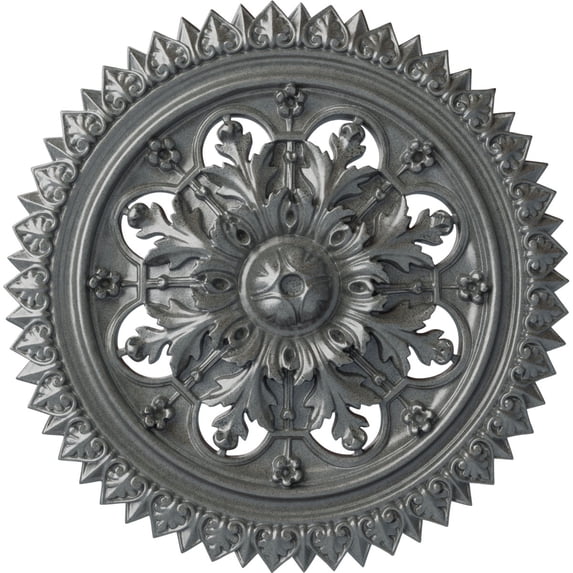 Ekena Millwork 21 5/8"OD x 2 1/2"P York Ceiling Medallion (Fits Canopies up to 3 5/8"), Hand-Painted Platinum