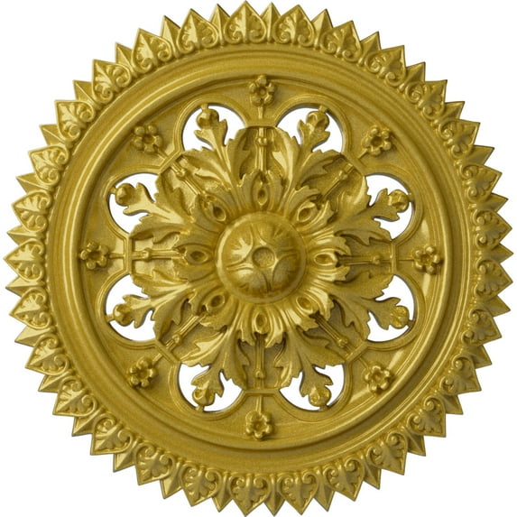 Ekena Millwork 21 5/8"OD x 2 1/2"P York Ceiling Medallion (Fits Canopies up to 3 5/8"), Hand-Painted Rich Gold