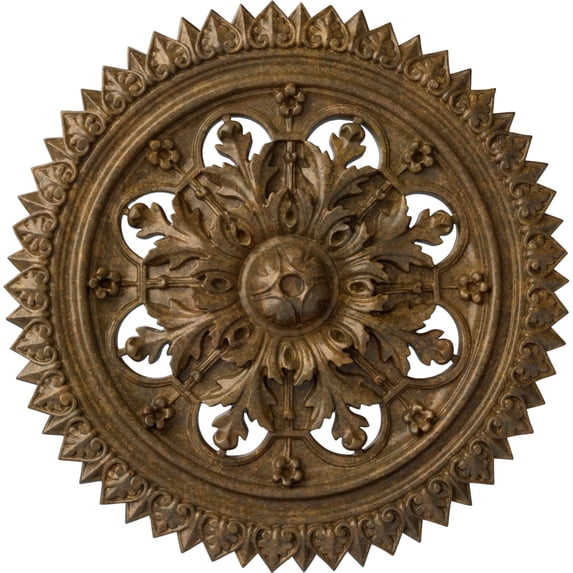 Ekena Millwork 21 5/8"OD x 2 1/2"P York Ceiling Medallion (Fits Canopies up to 3 5/8"), Hand-Painted Rubbed Bronze