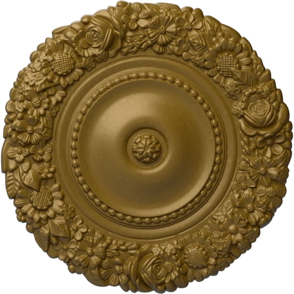 Ekena Millwork 21"OD x 2"P Marseille Ceiling Medallion (Fits Canopies up to 7 3/8"), Hand-Painted Gold