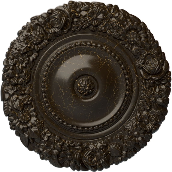 Ekena Millwork 21"OD x 2"P Marseille Ceiling Medallion (Fits Canopies up to 7 3/8"), Hand-Painted Stone Hearth Crackle
