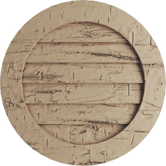 Ekena Millwork 21"W x 21"H Timberthane Hand Hewn Round Faux Wood Non-Functional Gable Vent, Primed Tan