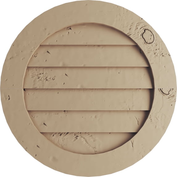 Ekena Millwork 21"W x 21"H Timberthane Knotty Pine Round Faux Wood Non-Functional Gable Vent, Primed Tan