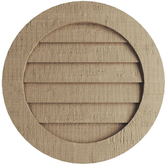 Ekena Millwork 21"W x 21"H Timberthane Rough Cedar Round Faux Wood Non-Functional Gable Vent, Primed Tan