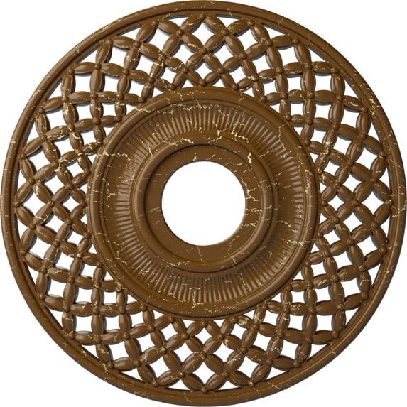 Ekena Millwork 22 1/4"OD x 4 3/4"ID x 1 1/4"P Robin Ceiling Medallion (Fits Canopies up to 6 1/4"), Hand-Painted Smokey Topaz Crackle