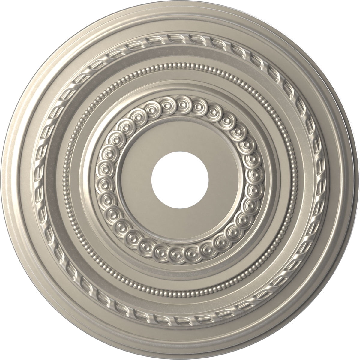 Ekena Millwork 22"OD x 3 1/2"ID x 1"P Cole Thermoformed PVC Ceiling Medallion (Fits Canopies up to 6"), Bright Coat Aluminum