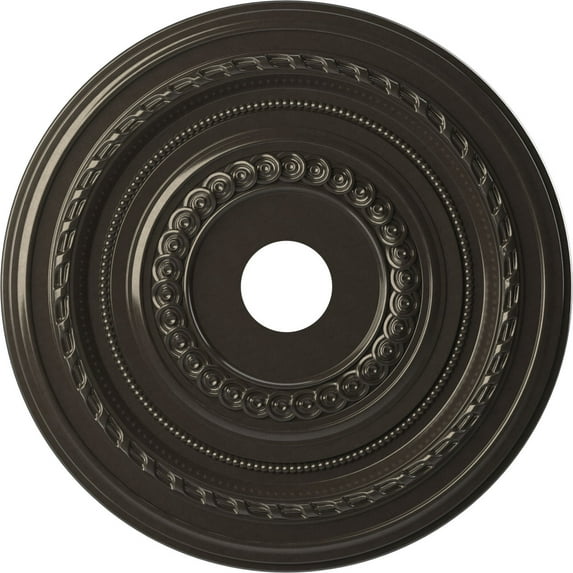Ekena Millwork 22"OD x 3 1/2"ID x 1"P Cole Thermoformed PVC Ceiling Medallion (Fits Canopies up to 6"), Metallic Charcoal