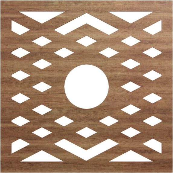 Ekena Millwork 22"OD x 5 3/4"ID x 3/8"T Chevron Wood Fretwork Pierced Ceiling Medallion, Walnut