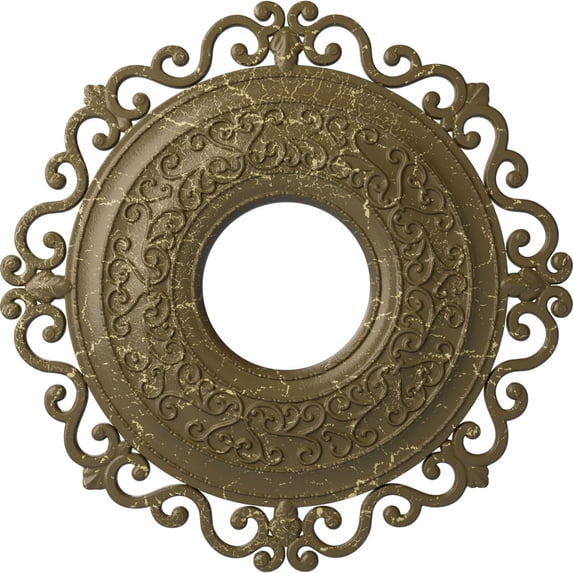 Ekena Millwork 22"OD x 6 1/4"ID x 1 3/4"P Orrington Ceiling Medallion (Fits Canopies up to 6 1/4"), Hand-Painted Mississippi Mud Crackle