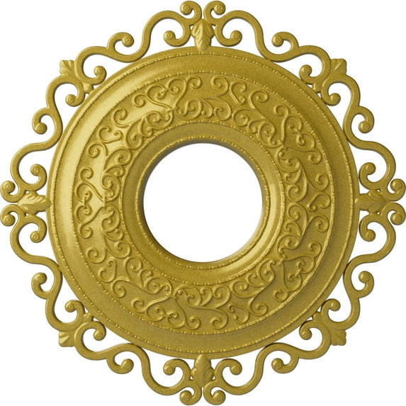 Ekena Millwork 22"OD x 6 1/4"ID x 1 3/4"P Orrington Ceiling Medallion (Fits Canopies up to 6 1/4"), Hand-Painted Rich Gold