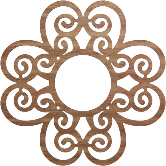 Ekena Millwork 22"OD x 7 1/2"ID x 3/8"T Cohen Wood Fretwork Pierced Ceiling Medallion, Walnut