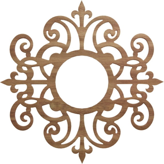 Ekena Millwork 22"OD x 7 1/8"ID x 3/8"T Dijon Wood Fretwork Pierced Ceiling Medallion, Walnut
