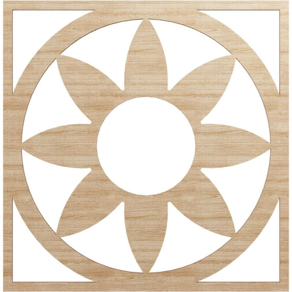Ekena Millwork 22"OD x 7 5/8"ID x 3/8"T Blume Wood Fretwork Pierced Ceiling Medallion, Alder