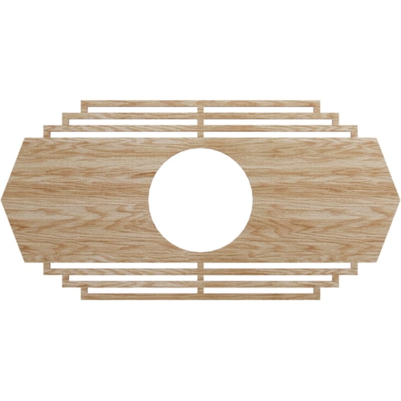 Ekena Millwork 22"W x 11"H x 5 3/4"ID x 3/8"T Chrysler Wood Fretwork Pierced Ceiling Medallion, Red Oak