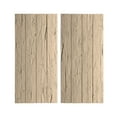 thumbnail image 1 of Ekena Millwork 22"W x 24"H Rustic Four Board Joined Board-n-Batten Hand Hewn Faux Wood Shutters w/No Batten (Per Pair), Primed Tan, 1 of 11