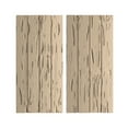 thumbnail image 1 of Ekena Millwork 22"W x 24"H Rustic Four Board Joined Board-n-Batten Pecky Cypress Faux Wood Shutters w/No Batten (Per Pair), Primed Tan, 1 of 11