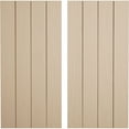 thumbnail image 1 of Ekena Millwork 22"W x 32"H Rustic Four Board Joined Board-n-Batten Sandblasted Faux Wood Shutters w/No Batten (Per Pair), Primed Tan, 1 of 11