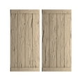 thumbnail image 1 of Ekena Millwork 22"W x 36"H Rustic Four Board Joined Board-n-Batten Hand Hewn Faux Wood Shutters w/End Batten (Per Pair), Primed Tan, 1 of 10